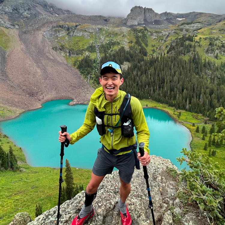 photo of Brad above Blue Lake in the San Juan mountains